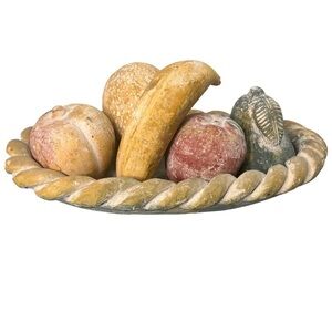 Mid century Modern Hand-painted Clay Fruit Braided Bowl Vintage TableTop MCM